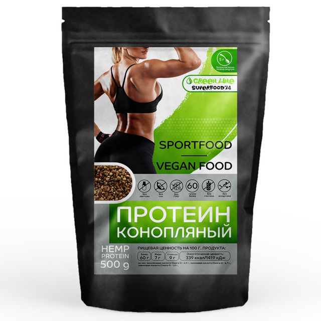 Протеин конопляный 500гр TM GreenLine superfood74