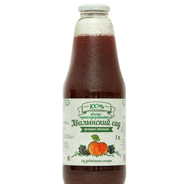 Сок Яблочно-черноплоднорябиновый натуральный, 1 литр
